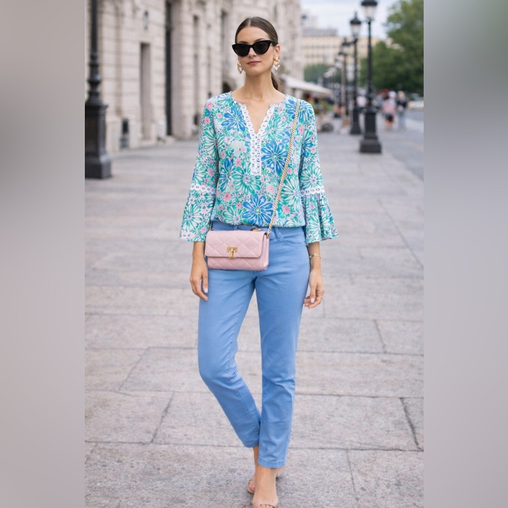 Truth + Theory Petite Light Blue Pants